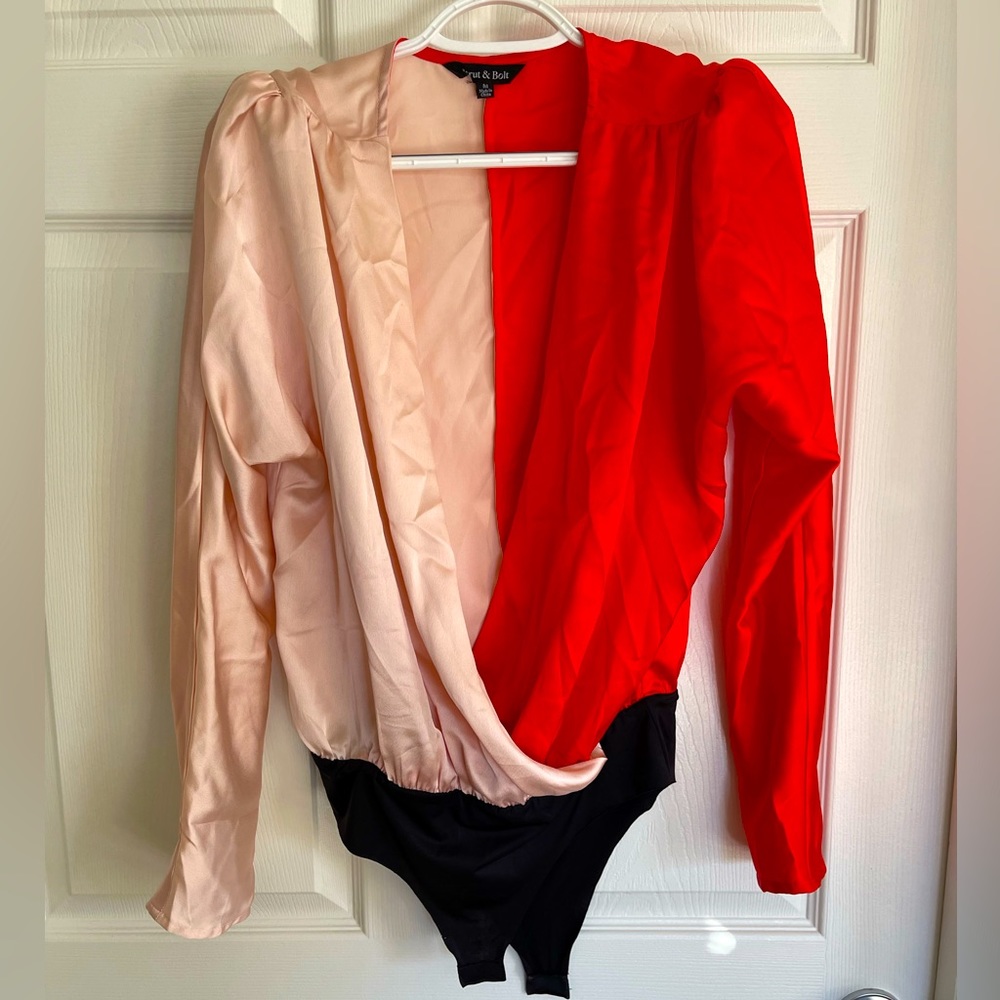 Orange/Cream Bodysuit - M